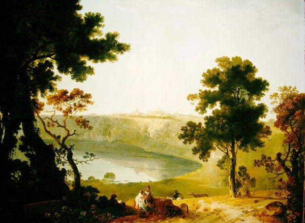 Vista do Castel Gandolfo e Lago Albano, c.1754 (óleo sobre tela) de Richard Wilson