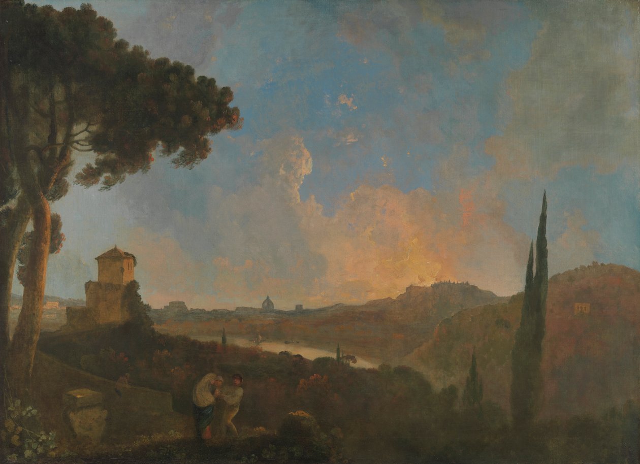 Uma Vista do Tibre com Roma na Distância de Richard Wilson