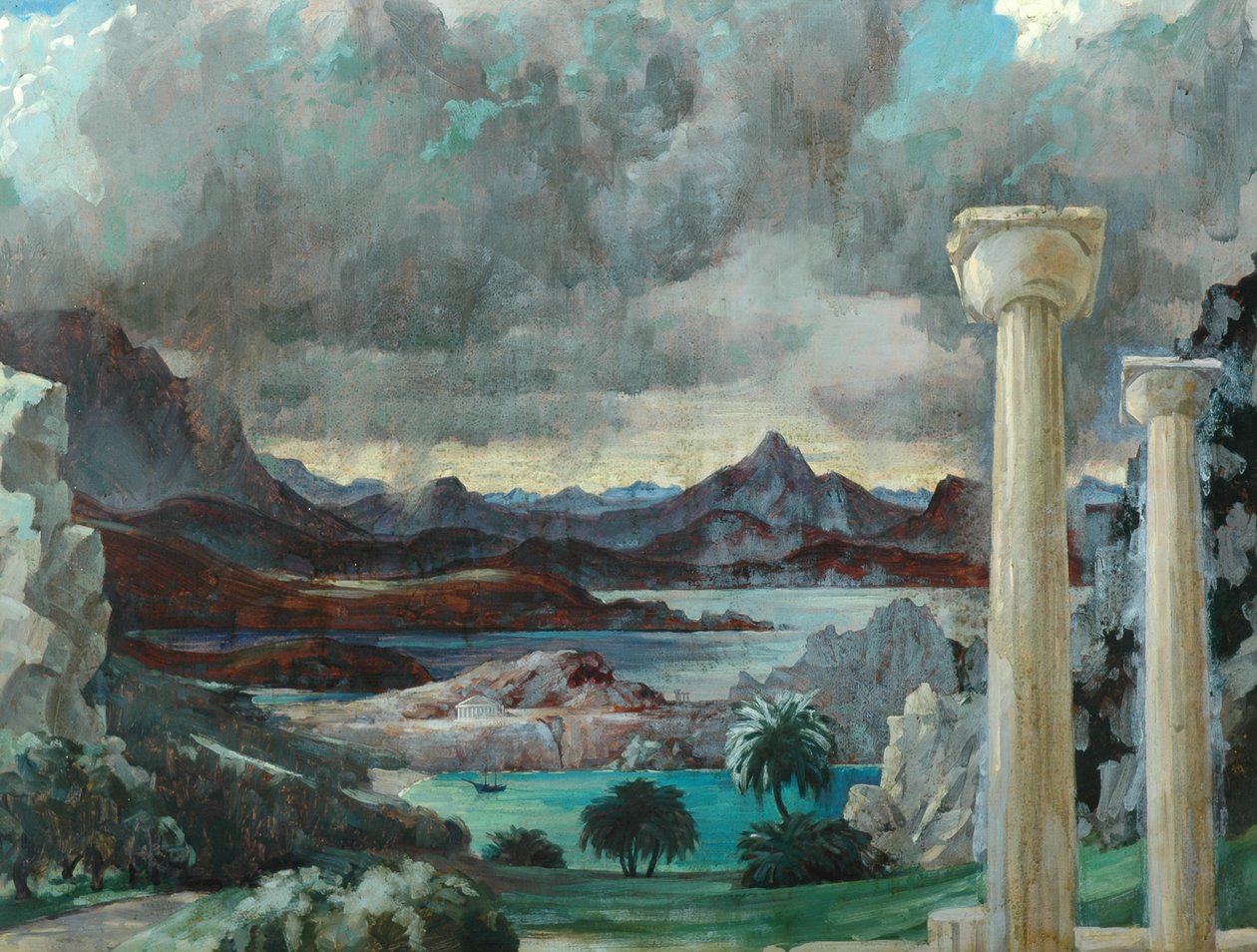 Tempestade sobre a Grécia (óleo sobre tela) de Richard Wyndham