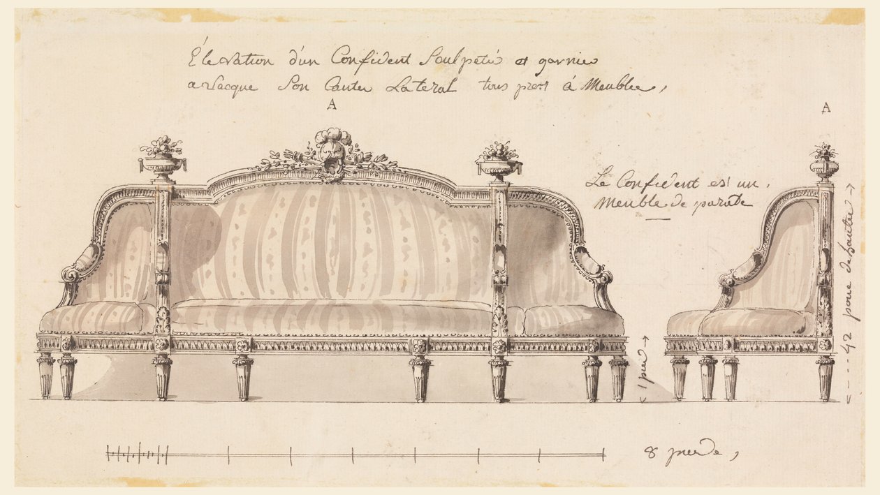 Desenho, Desenho para um confidente, ca. 1780 de Richard de Lalonde