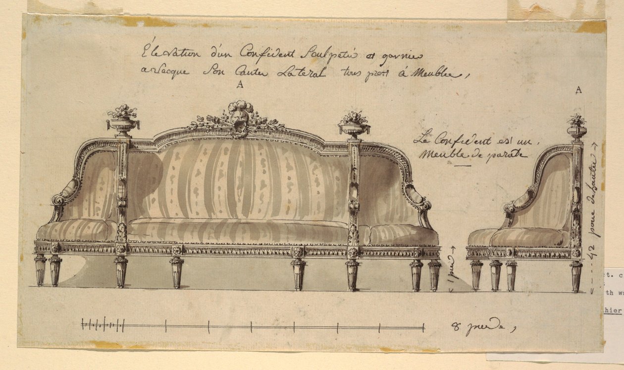 Desenho, Desenho para um confidente, ca. 1780 de Richard de Lalonde