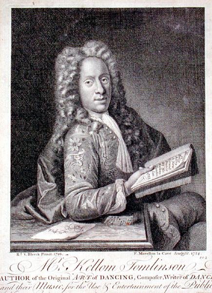 Retrato de Kellom Tomlinson (c.1690-c.1753) gravado por François Morellon la Cave (fl.1731-54) 1754 (gravura) de Richard van (after) Bleeck