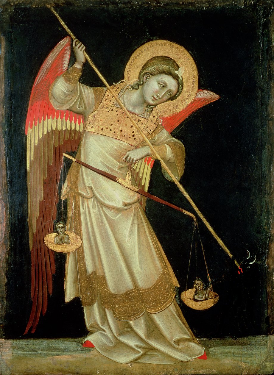 An Angel Weighing a Soul, c.1348-55 (tempera no painel) de Ridolfo di Arpo Guariento