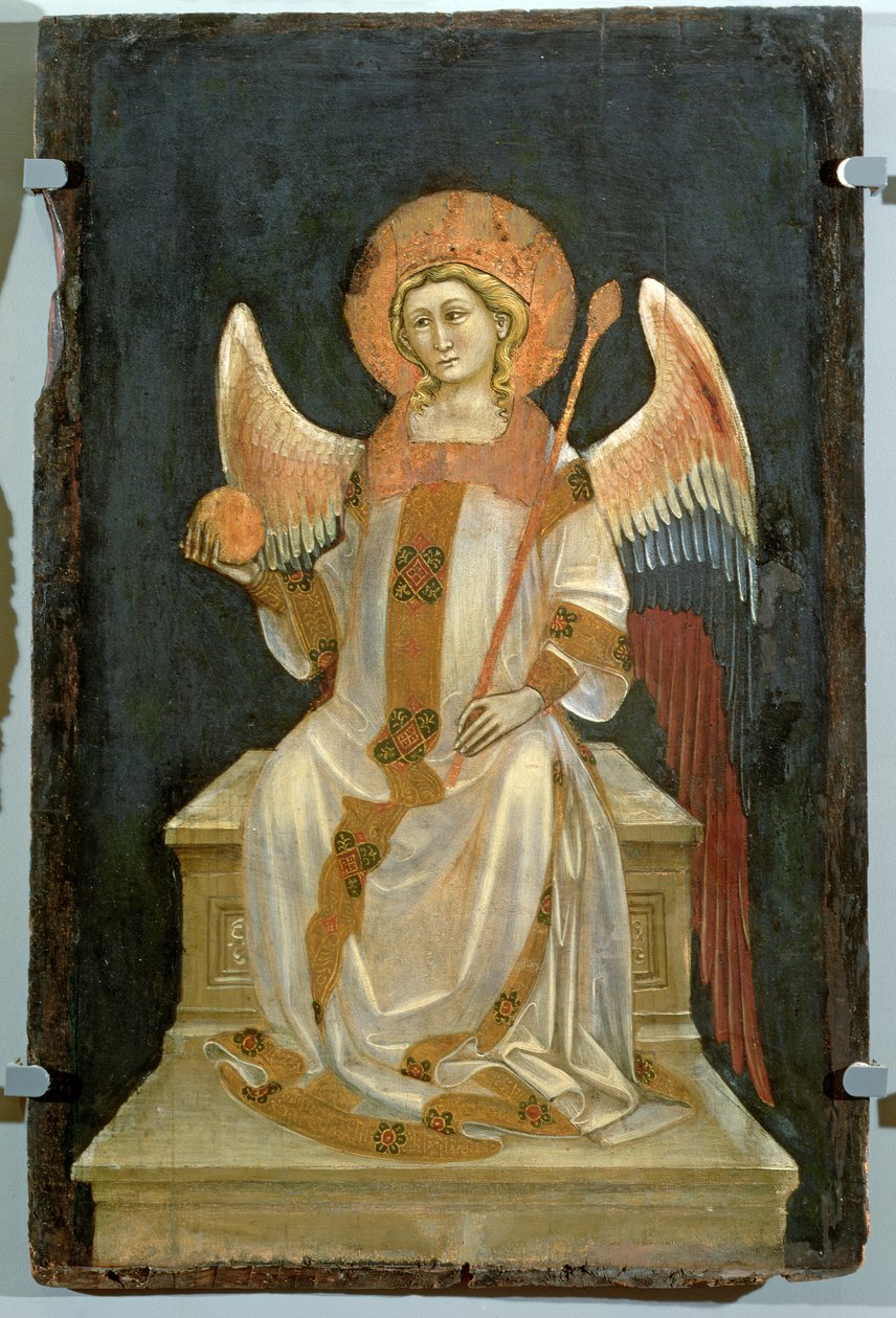 Anjo sentado em um trono, o Orbe em uma mão, o cetro na outra, c.1348-54 de Ridolfo di Arpo Guariento