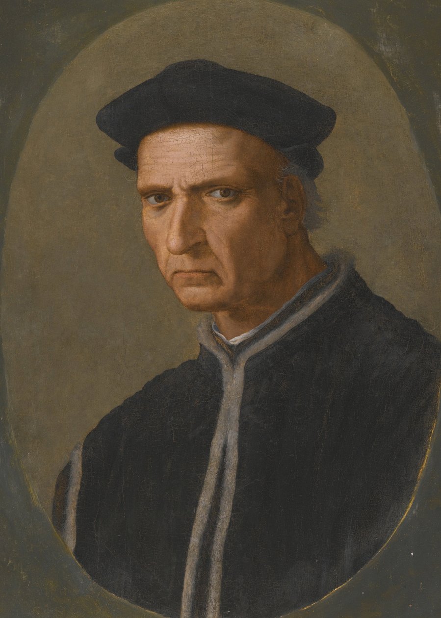 "Retrato do estadista florentino Piero Soderini (1452-1522)" Pintura de Ridolfo Ghirlandaio (1483-1561) Coleção particular de Ridolfo Il  Ghirlandaio