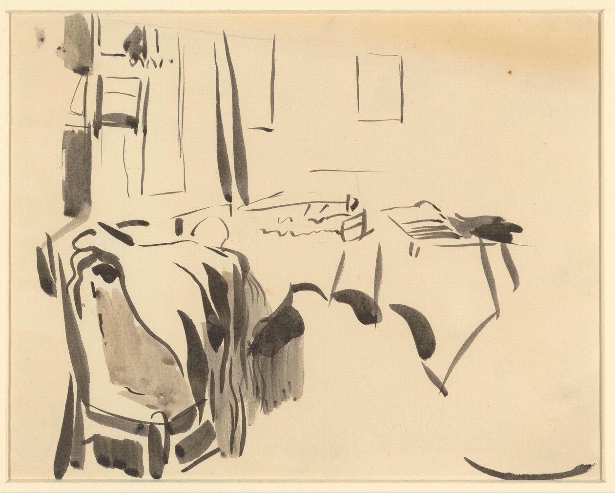 Canto de uma sala com mesa e cadeira de Rik Wouters