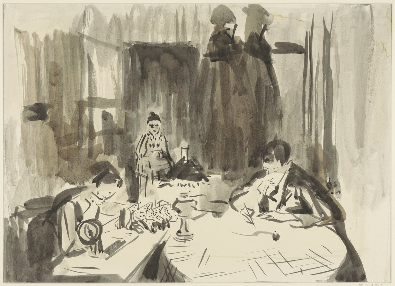 Interior com três figuras por lamplight de Rik Wouters