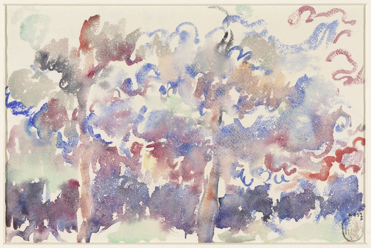 Paisagem, Boitsfort, com árvores de fruto floridas de Rik Wouters
