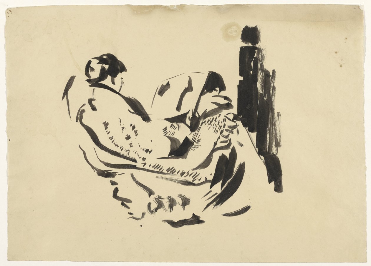 Estudo sobre Nel Wouters, sentado em uma poltrona de Rik Wouters