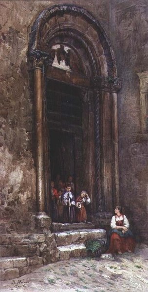 A porta lateral da Igreja de Santa Guiliana em Aquila degli Abruzzi de Rinaldo Werner