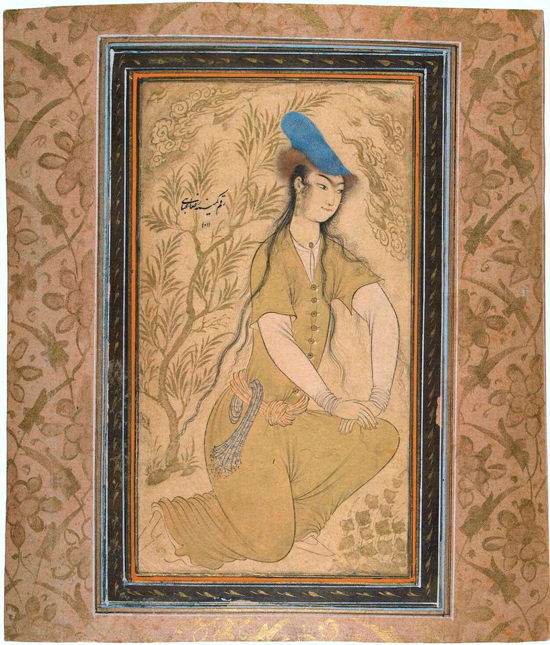 Garota de chapéu de pele, 1602. de Riza i Abbasi