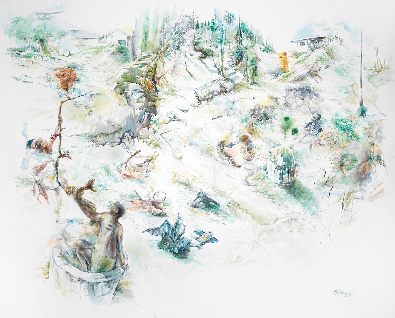 Outro Bosque Sagrado recortado, 2023 (aguarela) de Rob D Davies