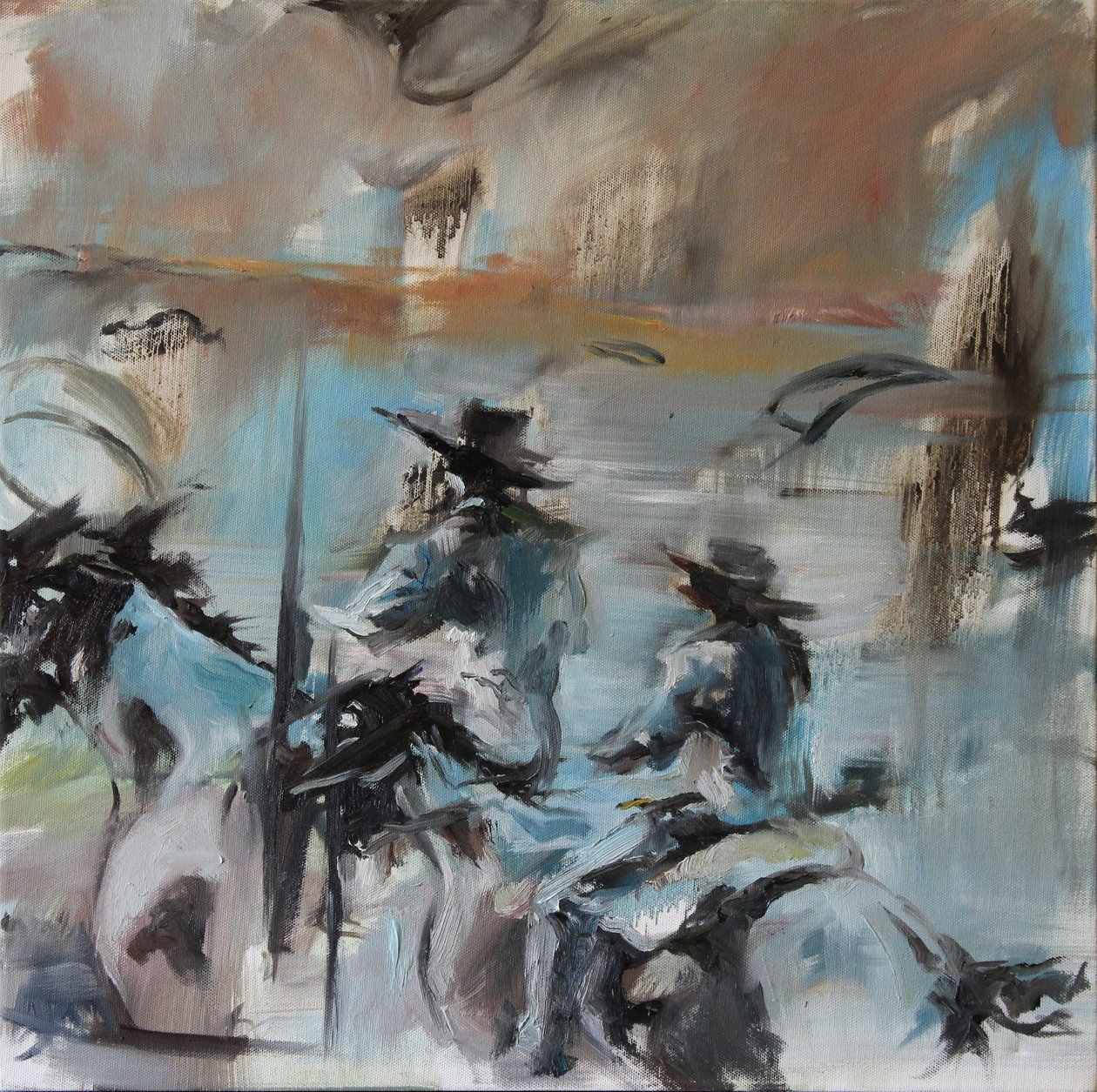 Sobreposição de cavaleiros azuis, 2015 (aguarela) de Rob D Davies