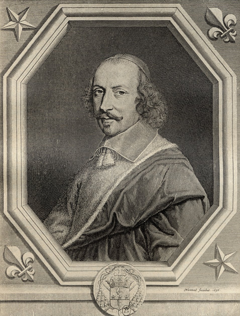 Cardeal Jules Mazarin, gravado em 1656, de "Memórias de Charles de Batz-Castelmore Conde d&39;Artagnan", publicado em 1928 de Robert Nanteuil