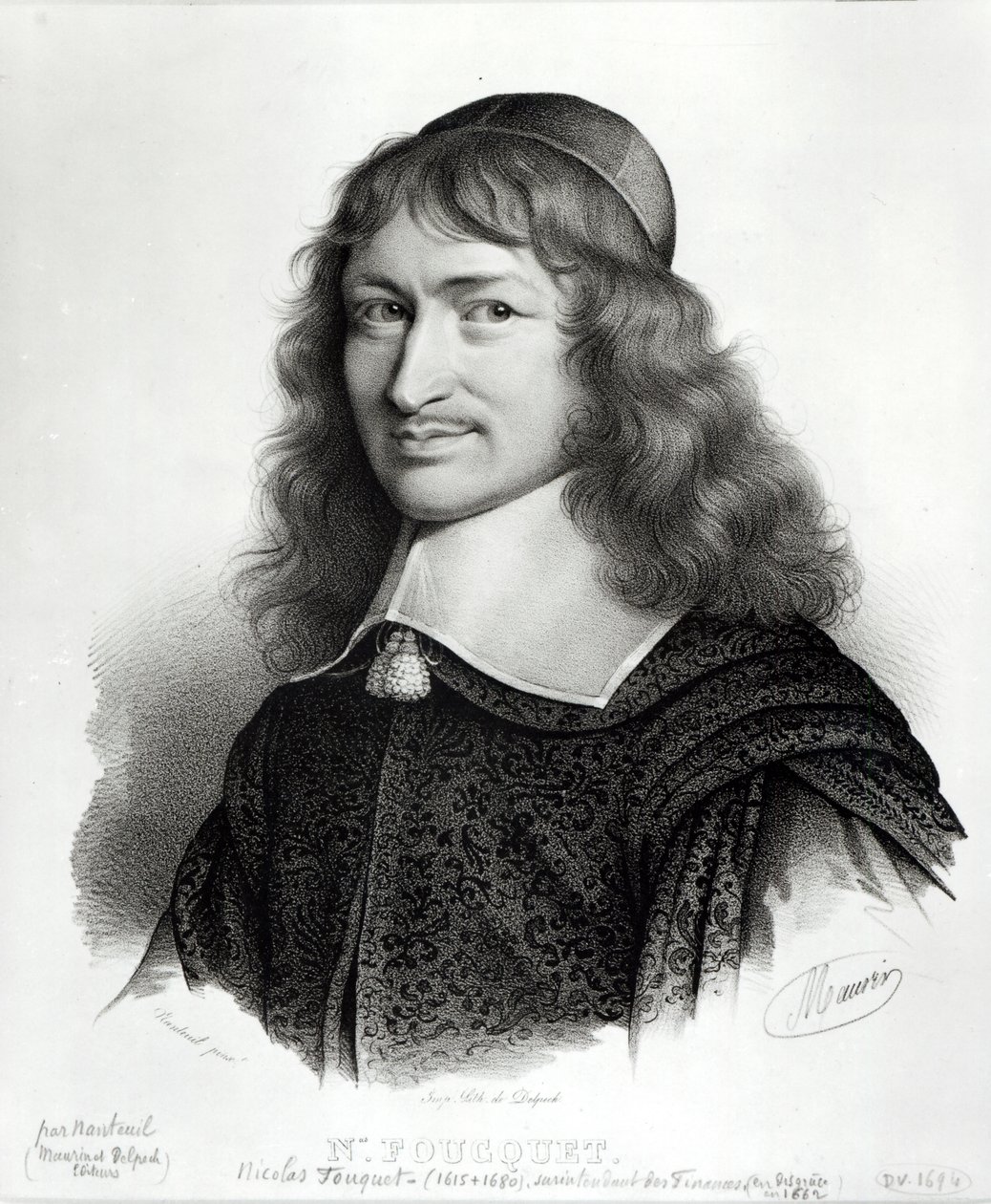 Retrato de Nicolas Fouquet (1615-80) gravado por Maurin de Robert Nanteuil