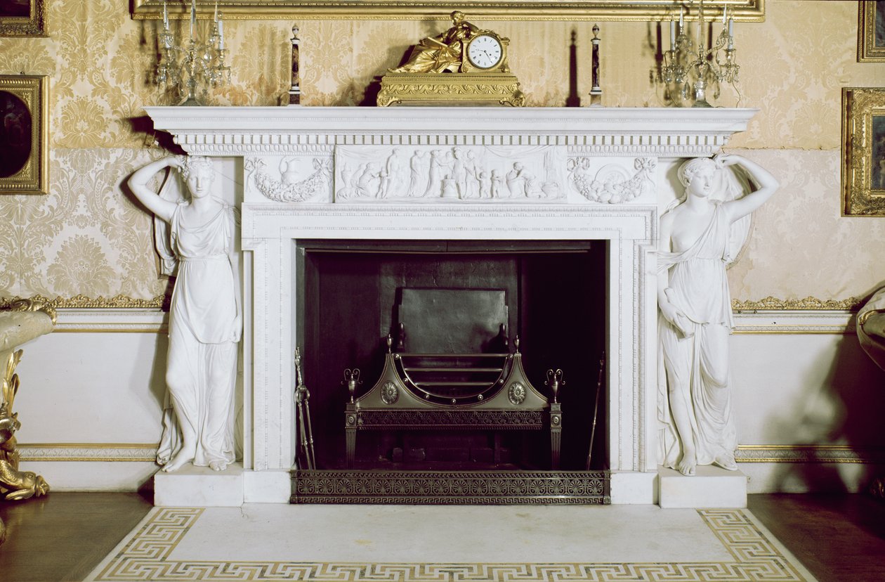 A lareira na sala de estar do estado (mármore) de Robert Adam