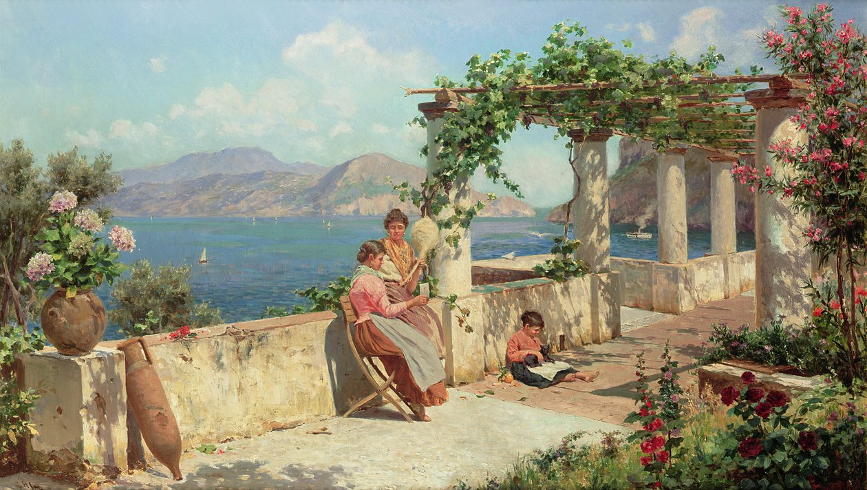 Figuras em um terraço em Capri de Robert Alott
