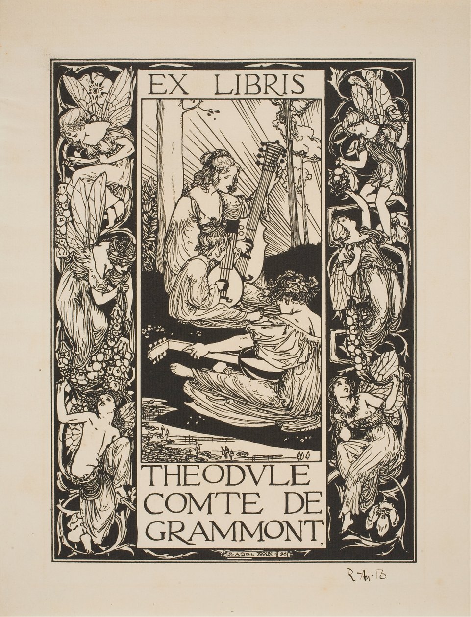 Book-plate of Theodule, Conde de Grammont de Robert Anning Bell