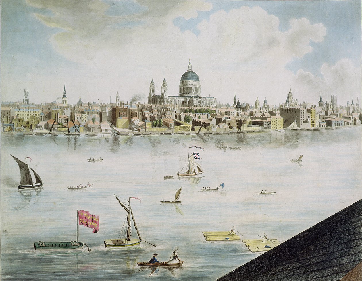 Vista panorâmica de Londres, 1792-93 (aquatinta colorida) de Robert Barker
