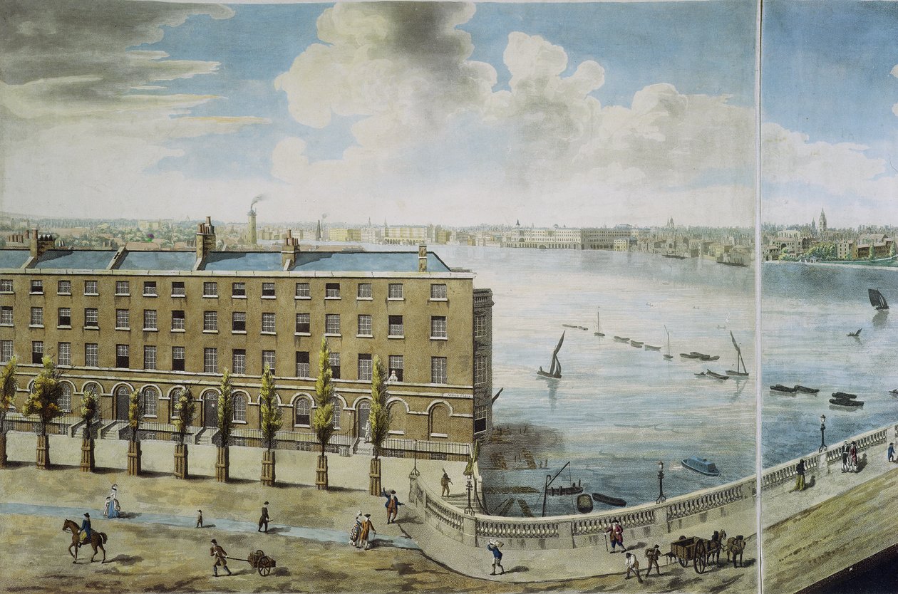 Vista panorâmica de Londres, 1792-93 (aquatinta colorida) de Robert Barker