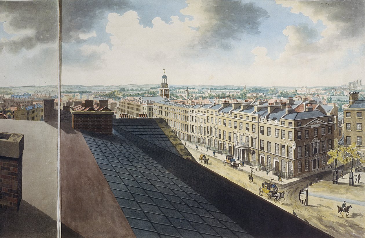 Vista panorâmica de Londres, 1792-93 (aquatinta colorida) de Robert Barker