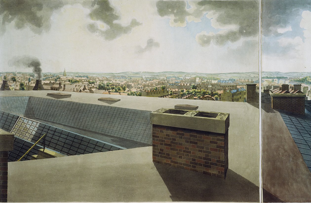 Vista panorâmica de Londres, 1792-93 (aquatinta colorida) de Robert Barker