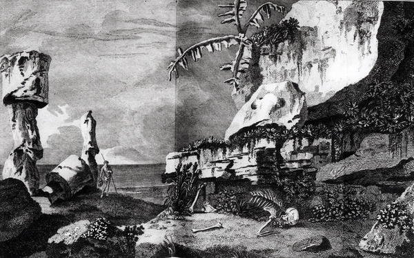Monumentos na Ilha de Páscoa, do Captain Cook&39;s Travels, 1774 de Robert Benard