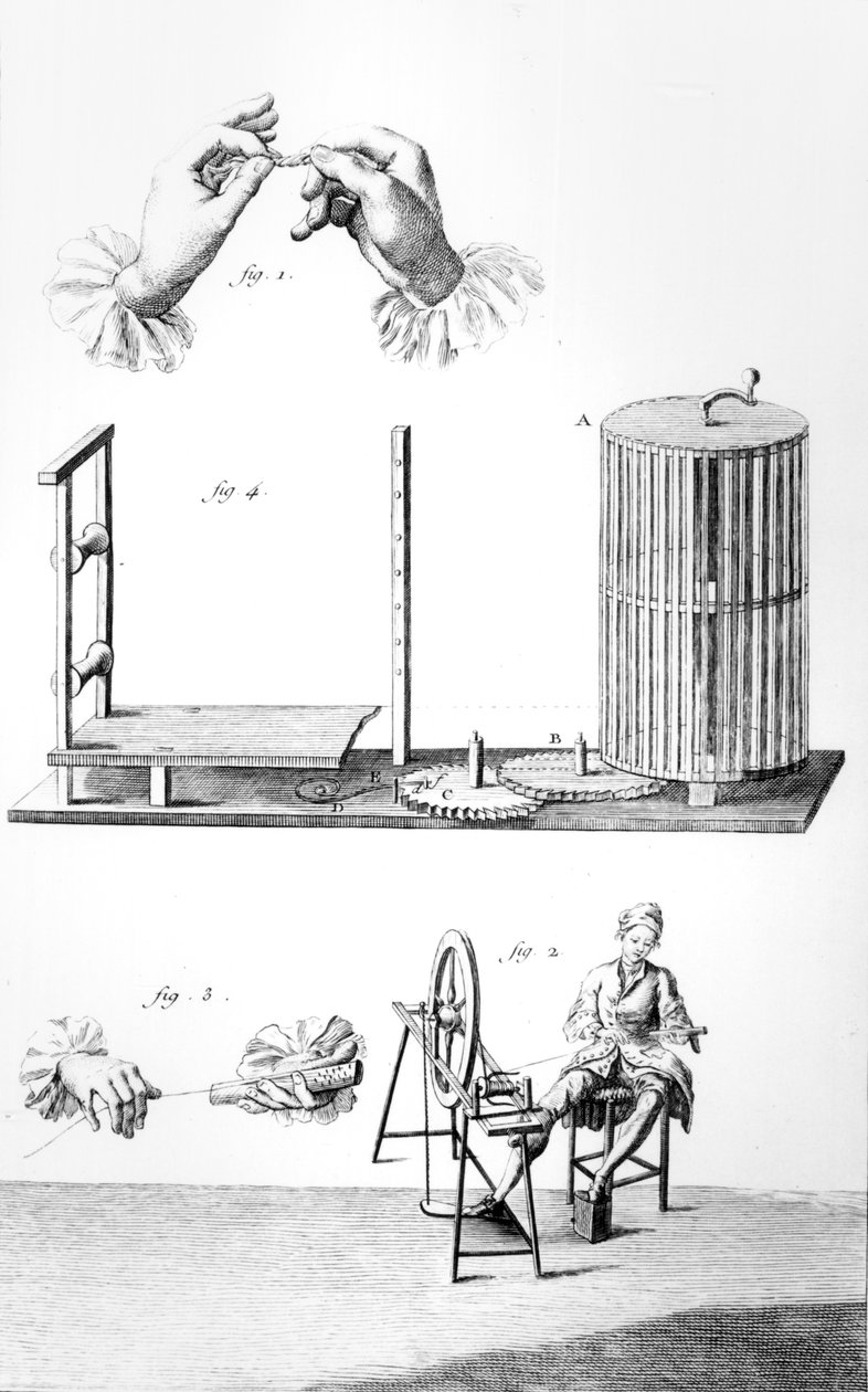 Economia Rústica, algodão, chapa de &39;Encyclopedia&39; de Denis Diderot (1713-84) de Robert Benard