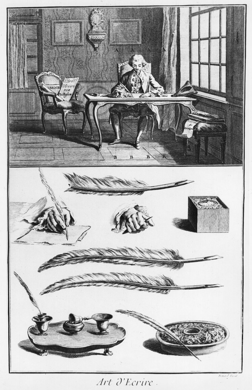 A arte de escrever, ilustração da &39;enciclopédia&39; de Denis Diderot (1713-84) 1763 de Robert Benard