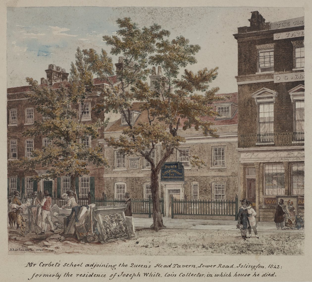 Sr. Corbets School, Lower Road (Essex Road) Islington, 1842 de Robert Blemell Schnebbelie