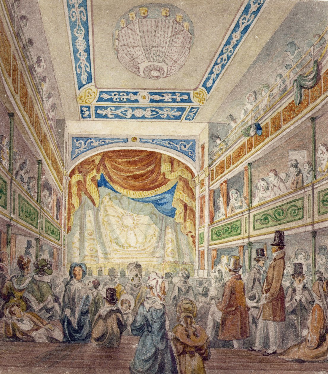 O Interior do Teatro Standard, Shoreditch, c.1840 de Robert Blemell Schnebbelie