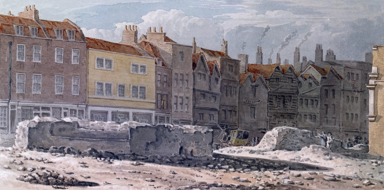 Vista, de, a, restos, de, antigas, londres, parede, 1817 de Robert Blemell Schnebbelie
