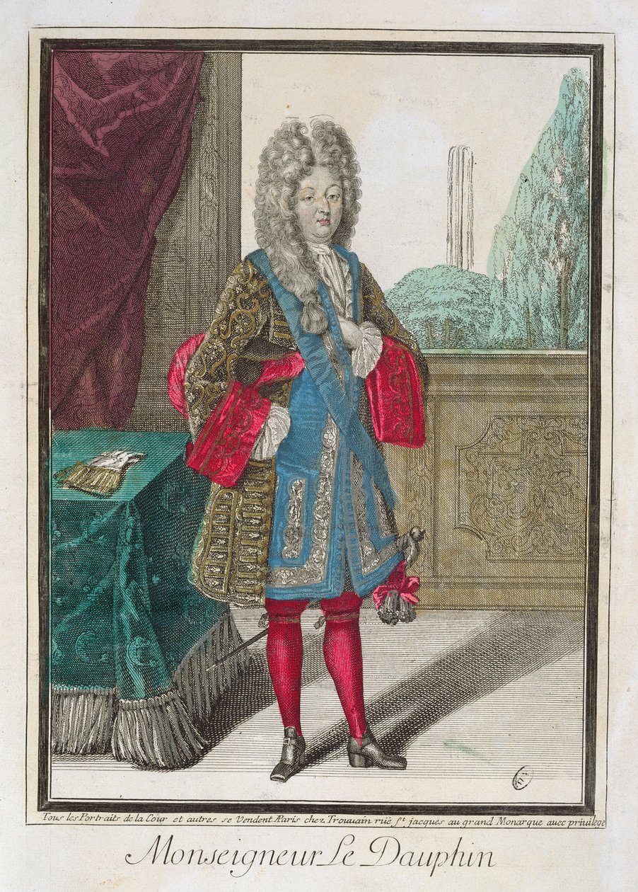 Luís de França (1661-1711) Monseigneur o Dauphin (gravura a cores) de Robert Bonnart