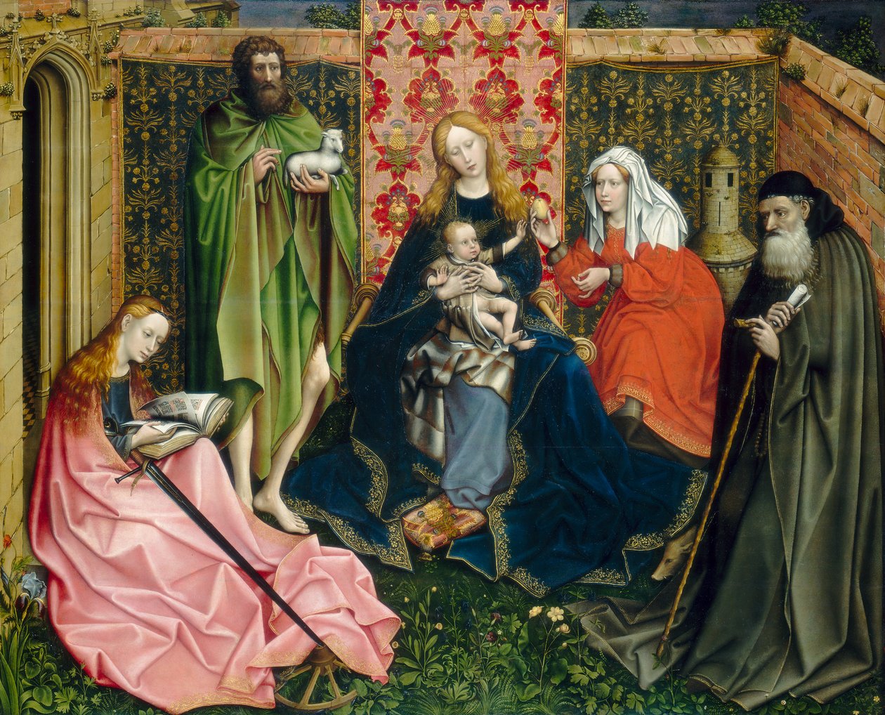 Madonna e criança com santos no Gardennn fechado de Robert Campin