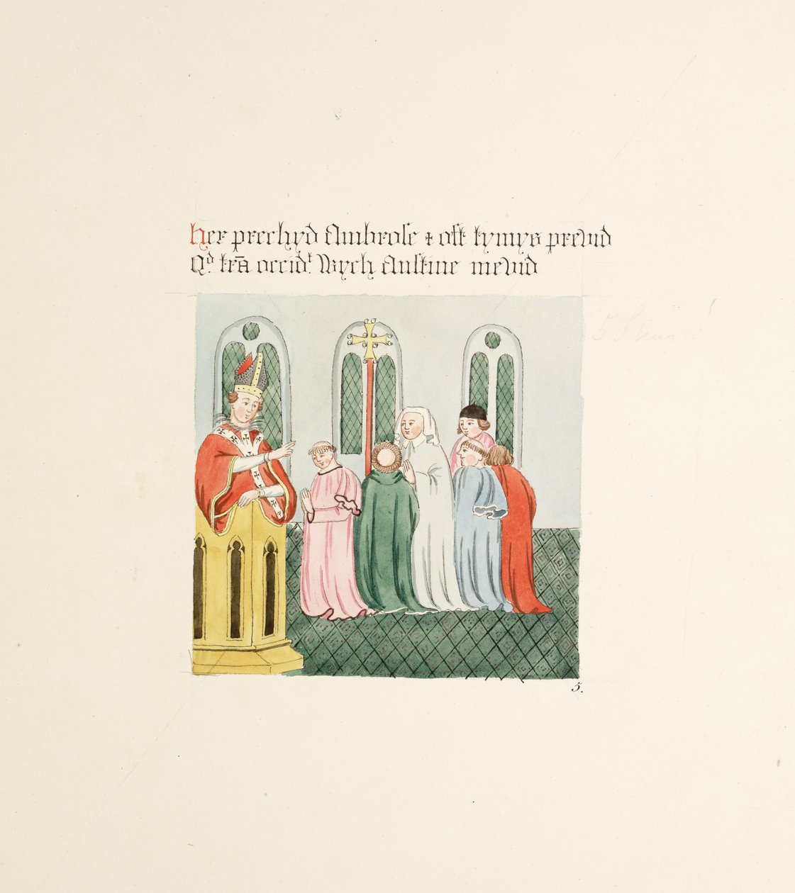 Ms. New Coll 380, f14r. As antiguidades da Igreja Catedral de Santa Maria, Carlisle, desenhada por Robert Carlile, 1795 (caneta e tinta sobre papel) de Robert Carlile