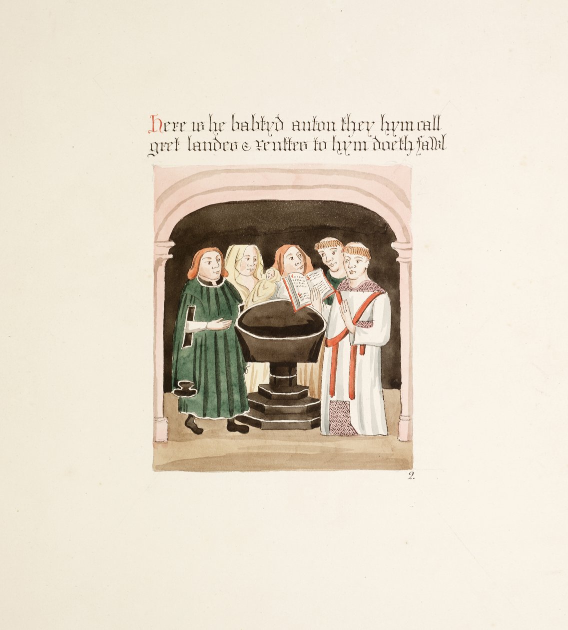 Ms. New Coll 380, f34r. As antiguidades da Igreja Catedral de Santa Maria, Carlisle, desenhada por Robert Carlile, 1795 (caneta e tinta sobre papel) de Robert Carlile
