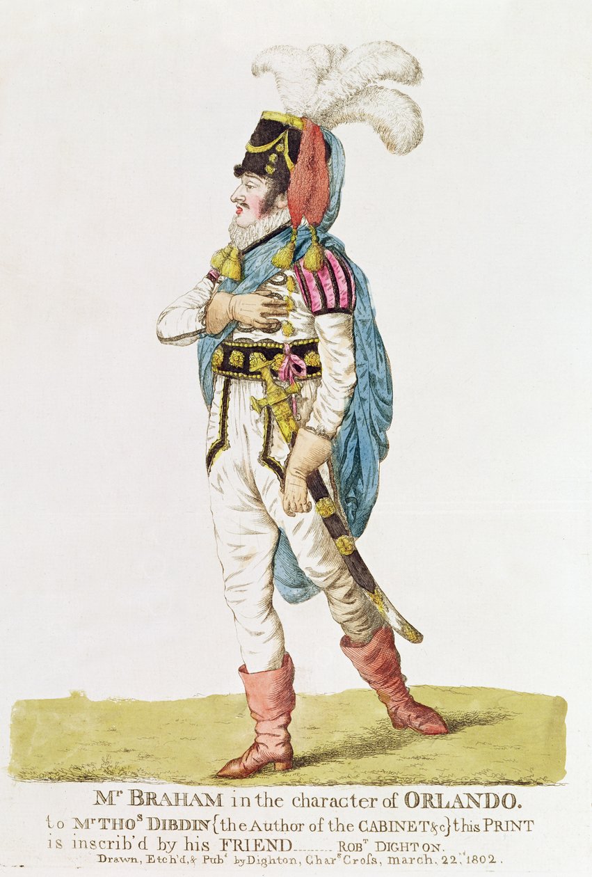 M. John Braham (1777-1856) o personagem de Orlando, 1802 de Robert Dighton