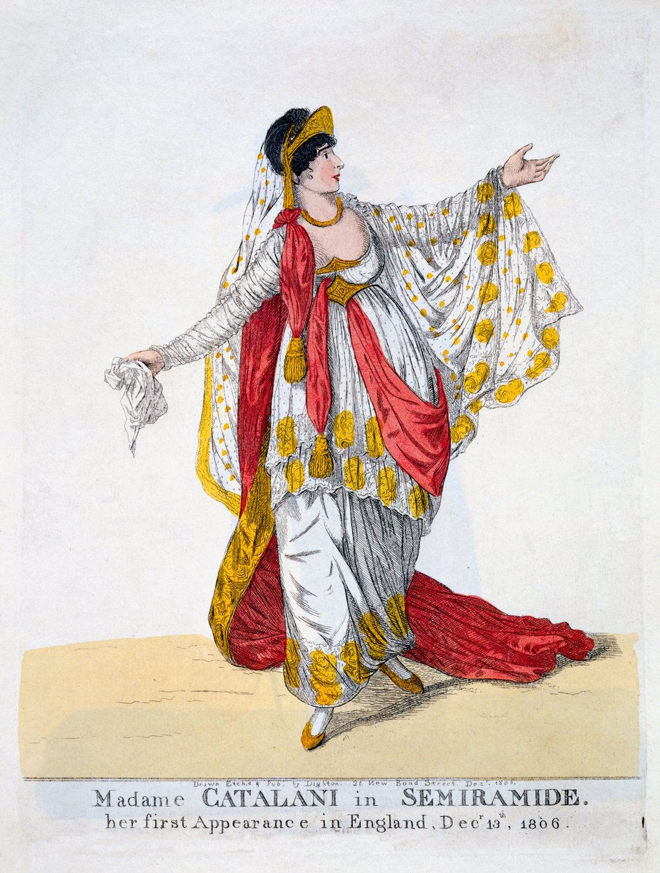 Madame Catalani no papel-título de Semiramide, 1806 de Robert Dighton
