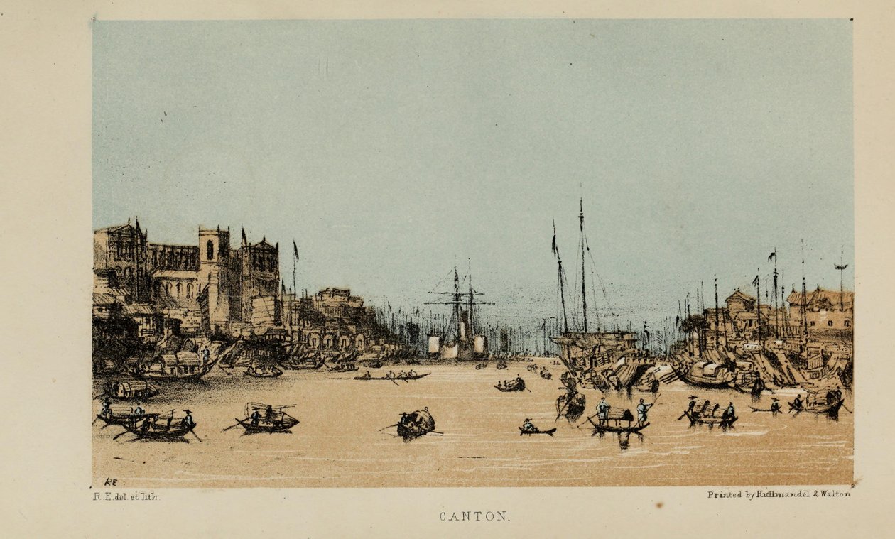 Cantão, pintura a aguarela de Robert Elwes (1819–1878), um rico jovem cavalheiro britânico de Norfolk de Robert Elwes