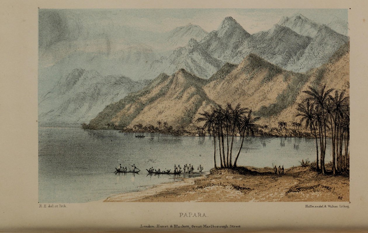 Papara, pintura a aguarela de Robert Elwes (1819–1878), um jovem cavalheiro britânico rico de Norfolk de Robert Elwes