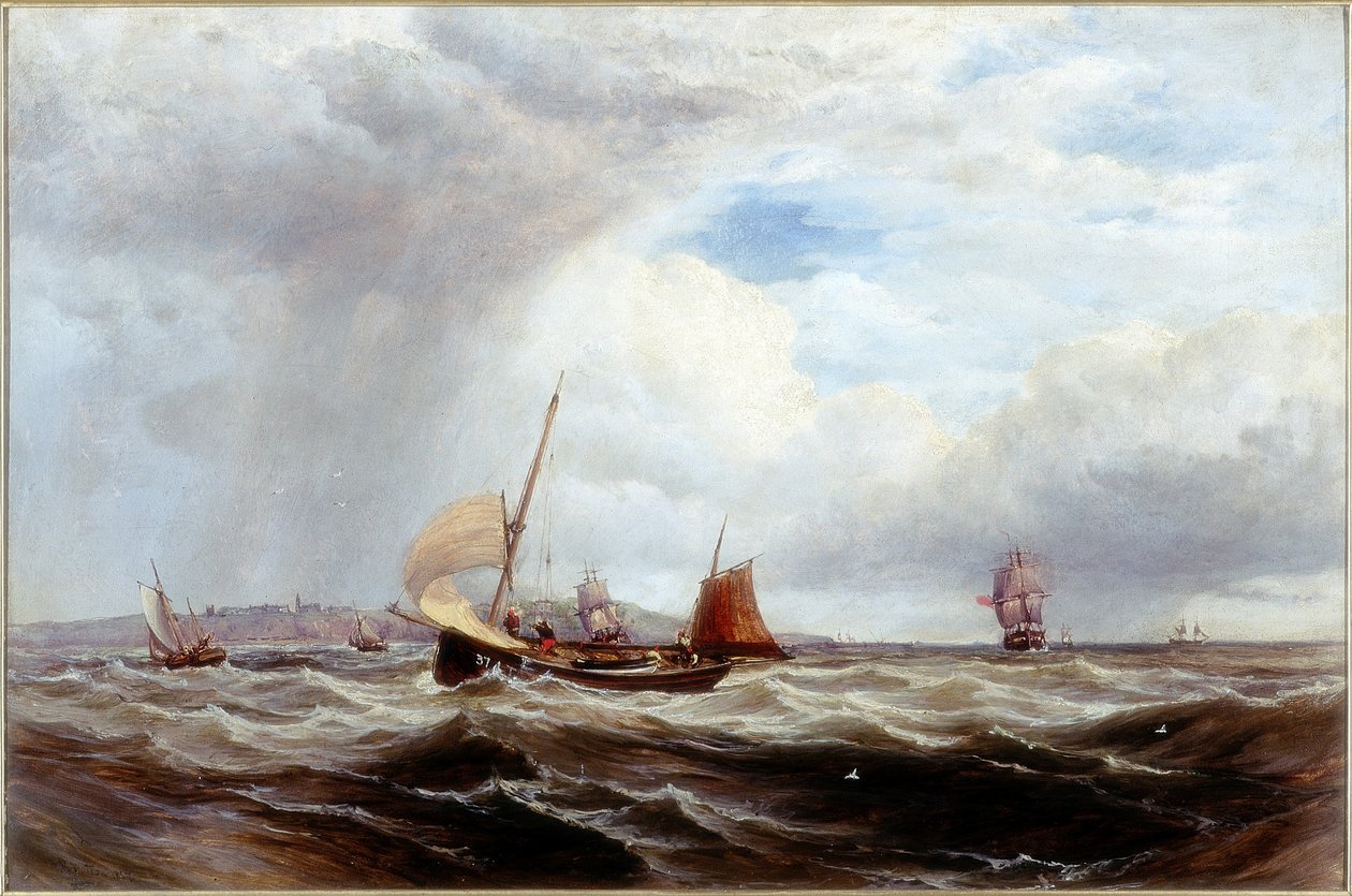 Navios e barcos de pesca em mar agitado de Robert F. Watson