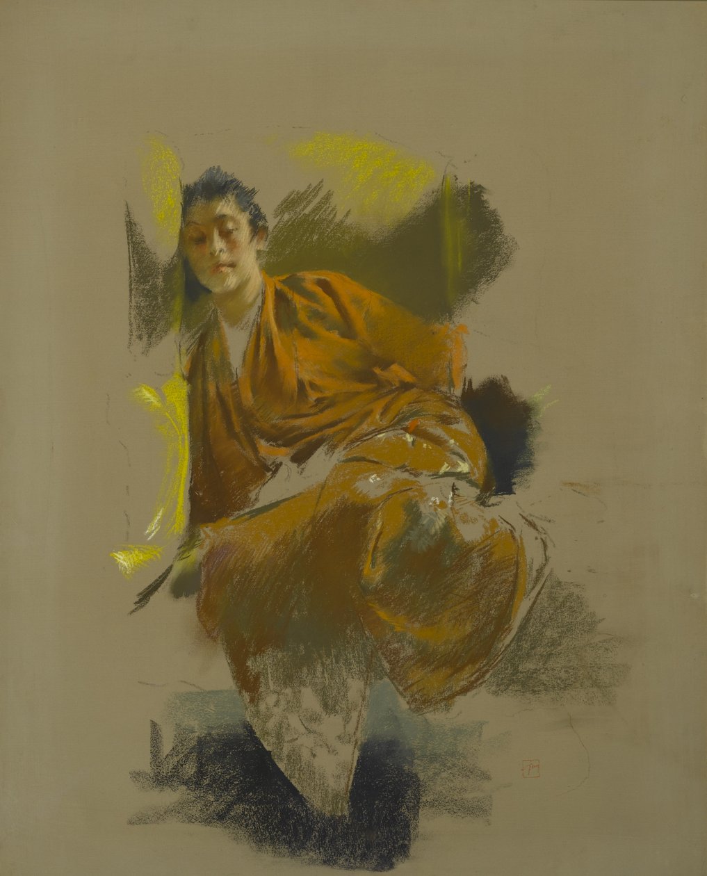 Estude em traje japonês, c.1890-92 de Robert Frederick Blum