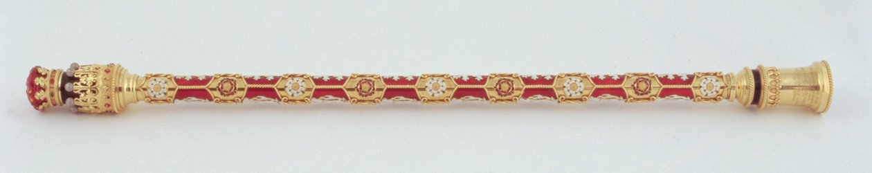 O bastão do Conde Marechal apresentou ao Décimo Quinto Duque de Norfolk seu primeiro casamento pelo Colégio de Armas, em 1877 (ouro) (ver também 279116). de Robert, II Garrard
