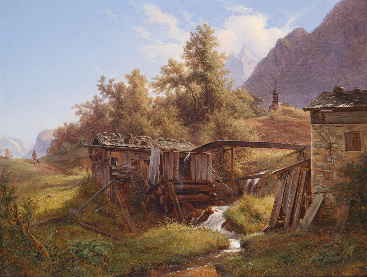 Moinho velho no vale em Berchtesgaden, Salzburg de Robert Kummer