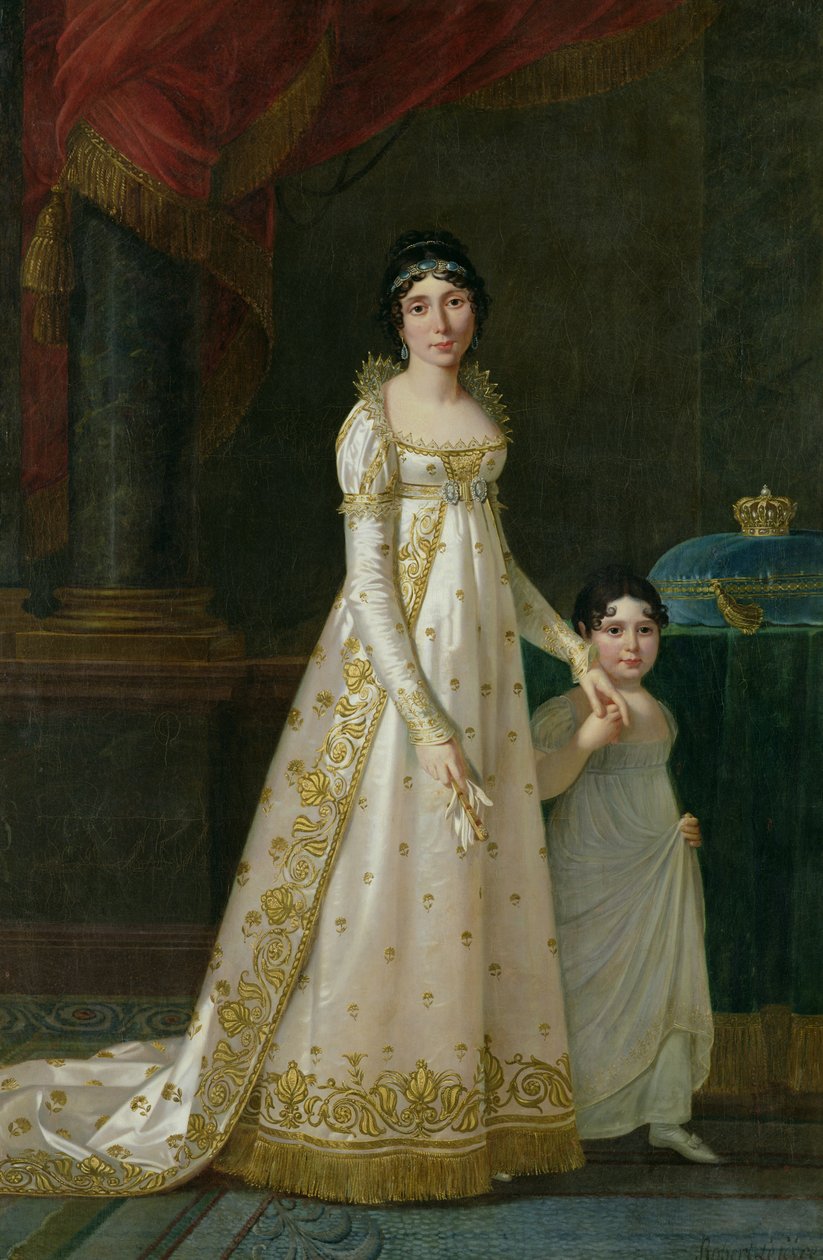 Retrato de Marie-Julie Clary (1777-1845) Rainha de Nápoles com sua filha Zenaide Bonaparte (1801-1854) 1807 de Robert Lefevre