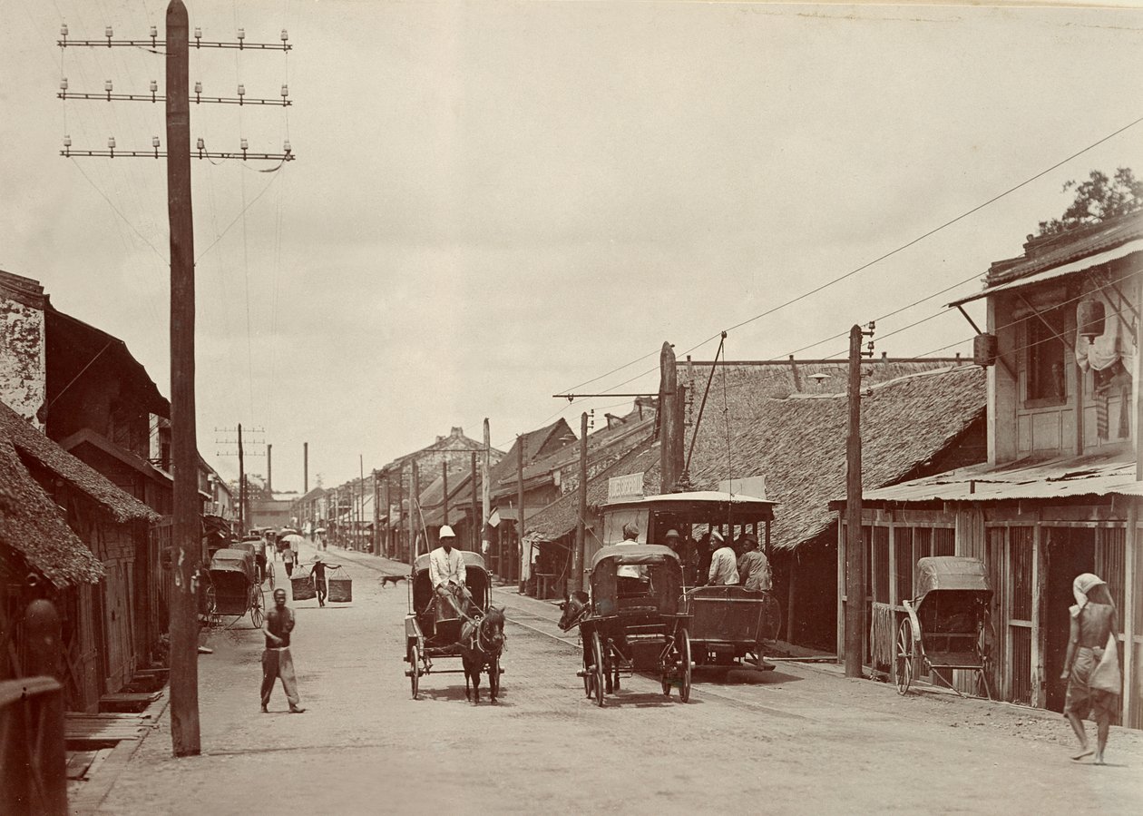 Nova estrada com o primeiro bonde elétrico, 1890 de Robert Lenz