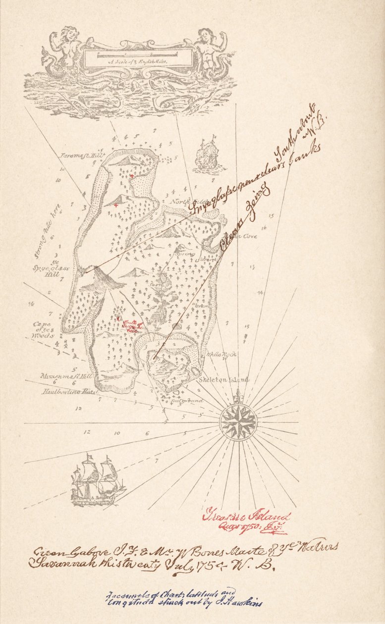 Mapa da ilha do tesouro, da ilha do tesouro por Robert Louis Stevenson, pub.1883 de Robert Louis Stevenson