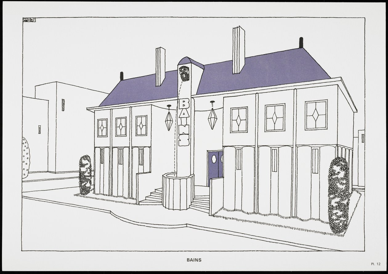 Banhos, de A Modern Cite, Desenhos de Rob Mallet-Stevens Architect, 1987 (publicado) de Robert Mallet Stevens