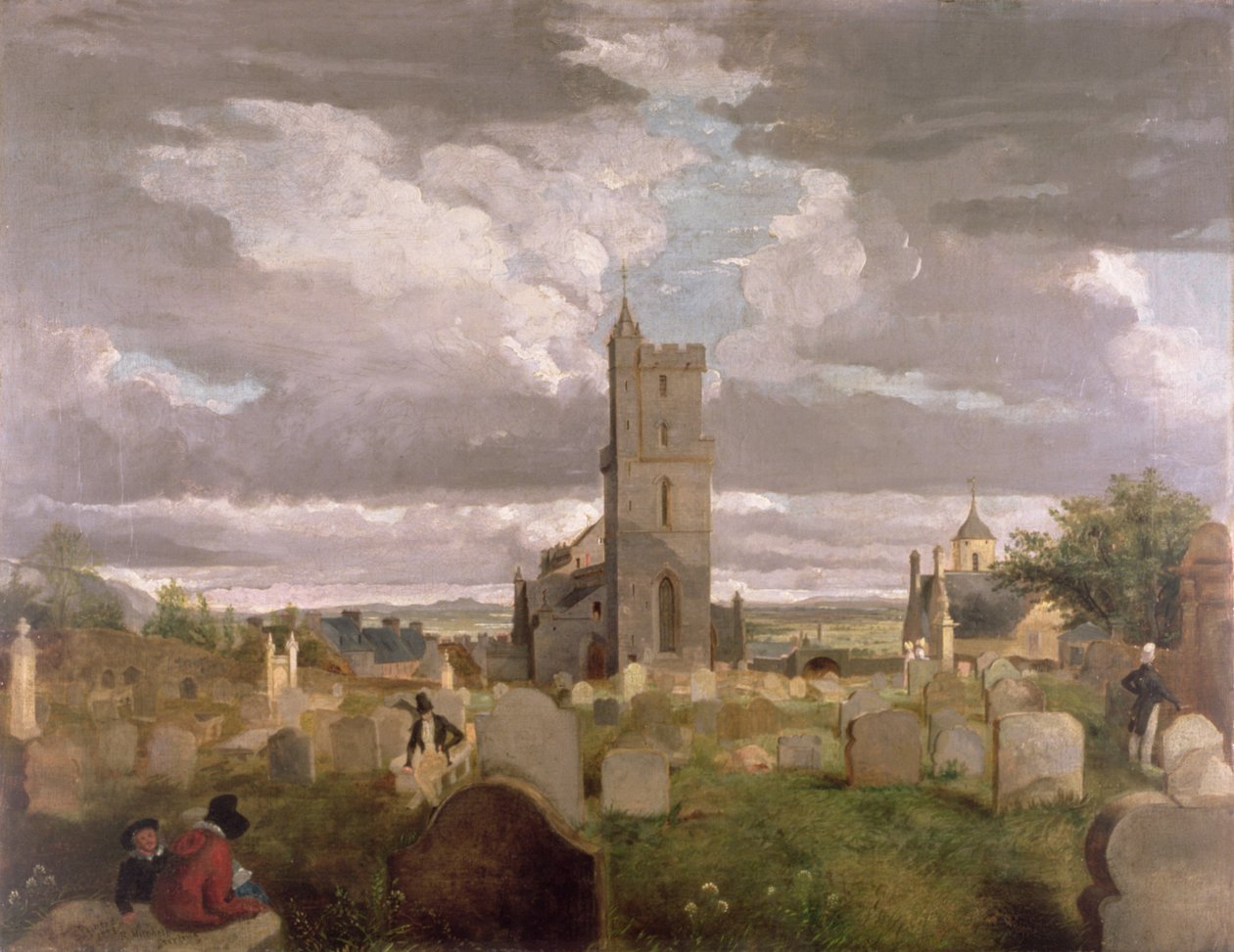 O Antigo Adro da Igreja, Stirling, 1835 de Robert Mitchell