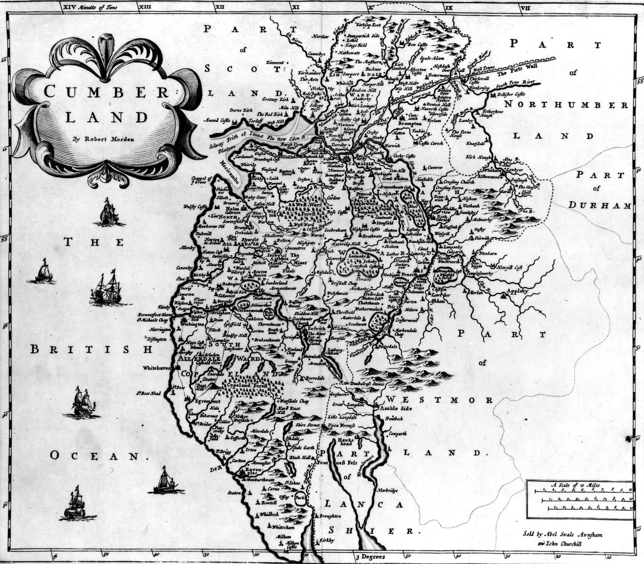 Mapa de Cumberland, c.1695 de Robert Morden